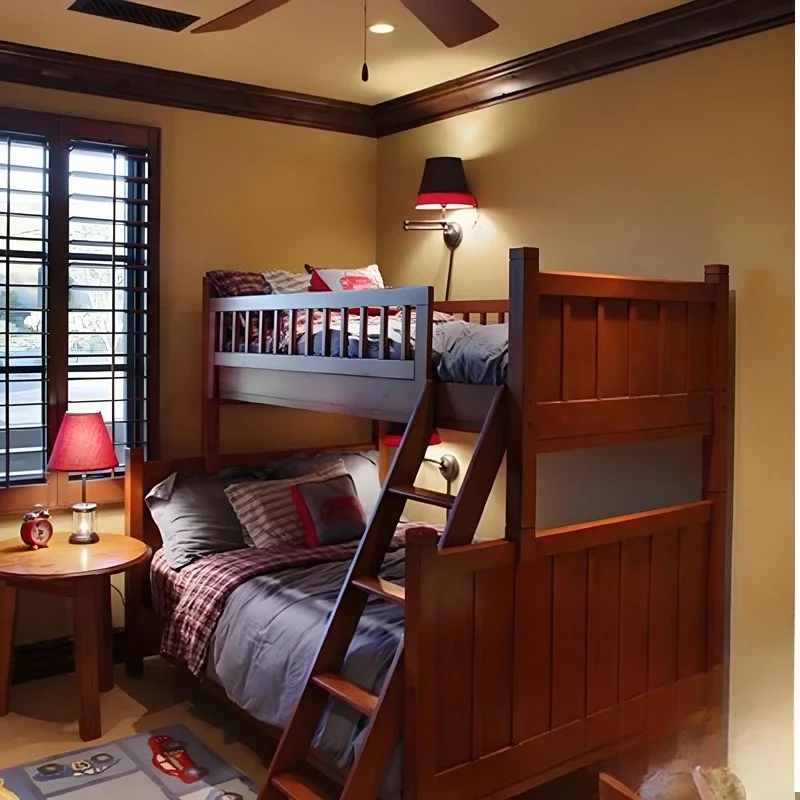Solid wood bunk bed Small apartment mother-child bed Two-layer children's upper and lower bunk wooden bed