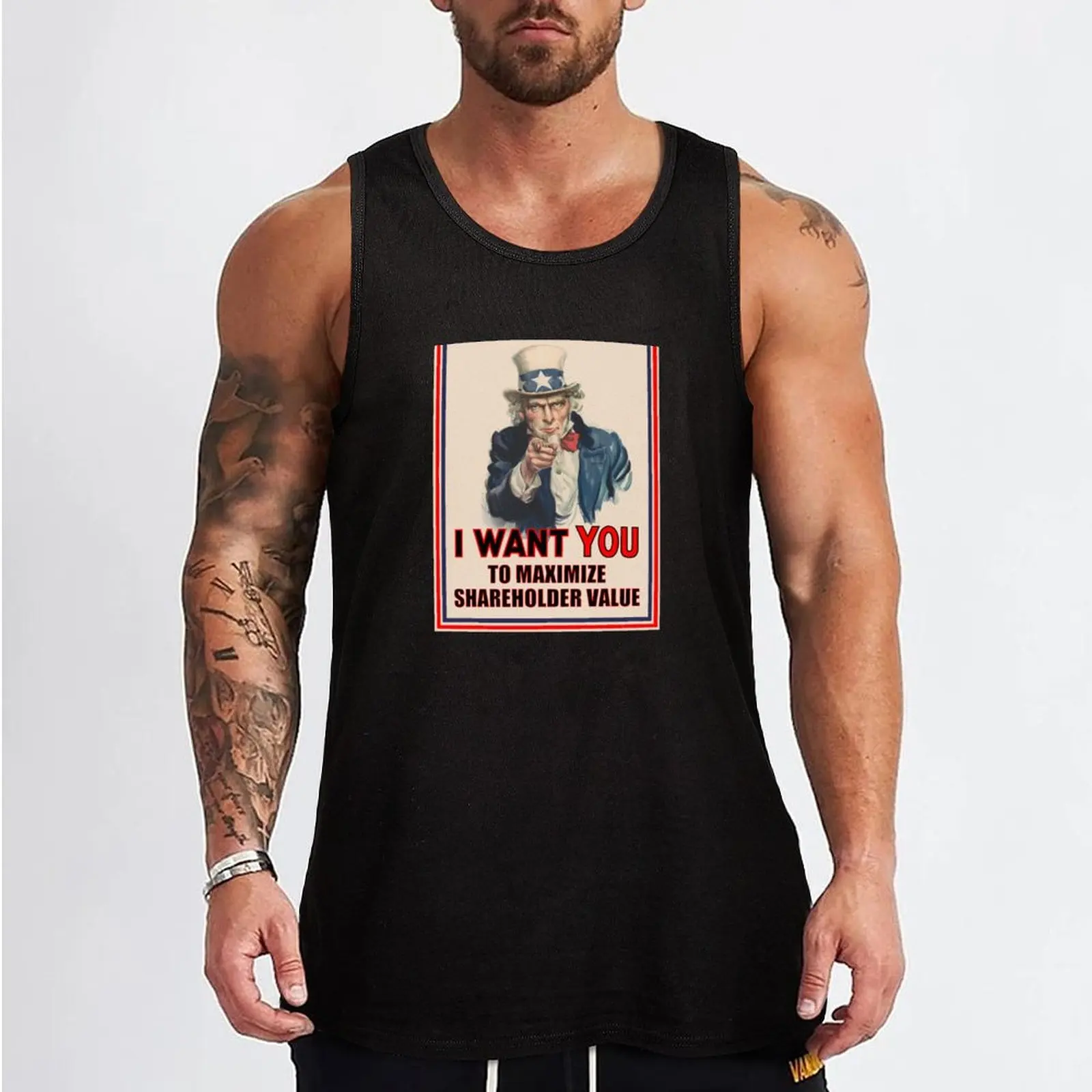 Uncle Sam: I Want You to Maximize Shareholder Value Tank Top t-shirts for men Men's clothing brands