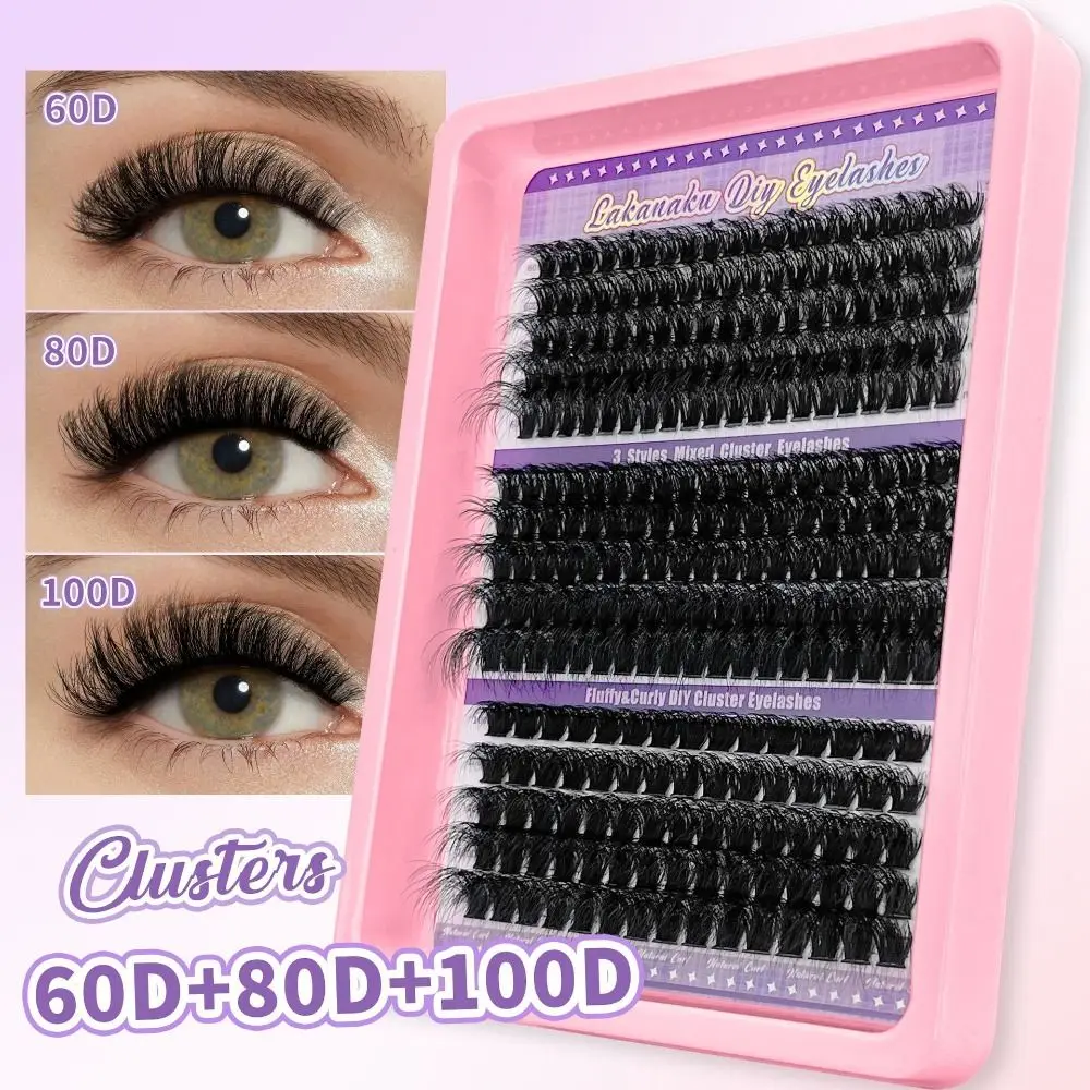 9-16mm Lange Künstliche Wimpern 3D Volumen Wispy Style 3D Faux Mink Lash Natürlicher Look Flauschige Cluster Augen-Make-up-Tools – Detail 1