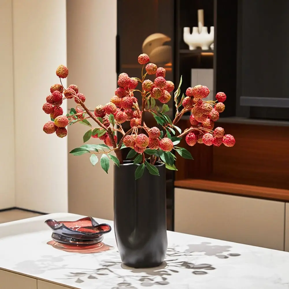 Plastic Artificial Lychee Fruit Branches Elegant Foam Fruit Simulation Litchi Fruit Handmade Realistic Fake Plants