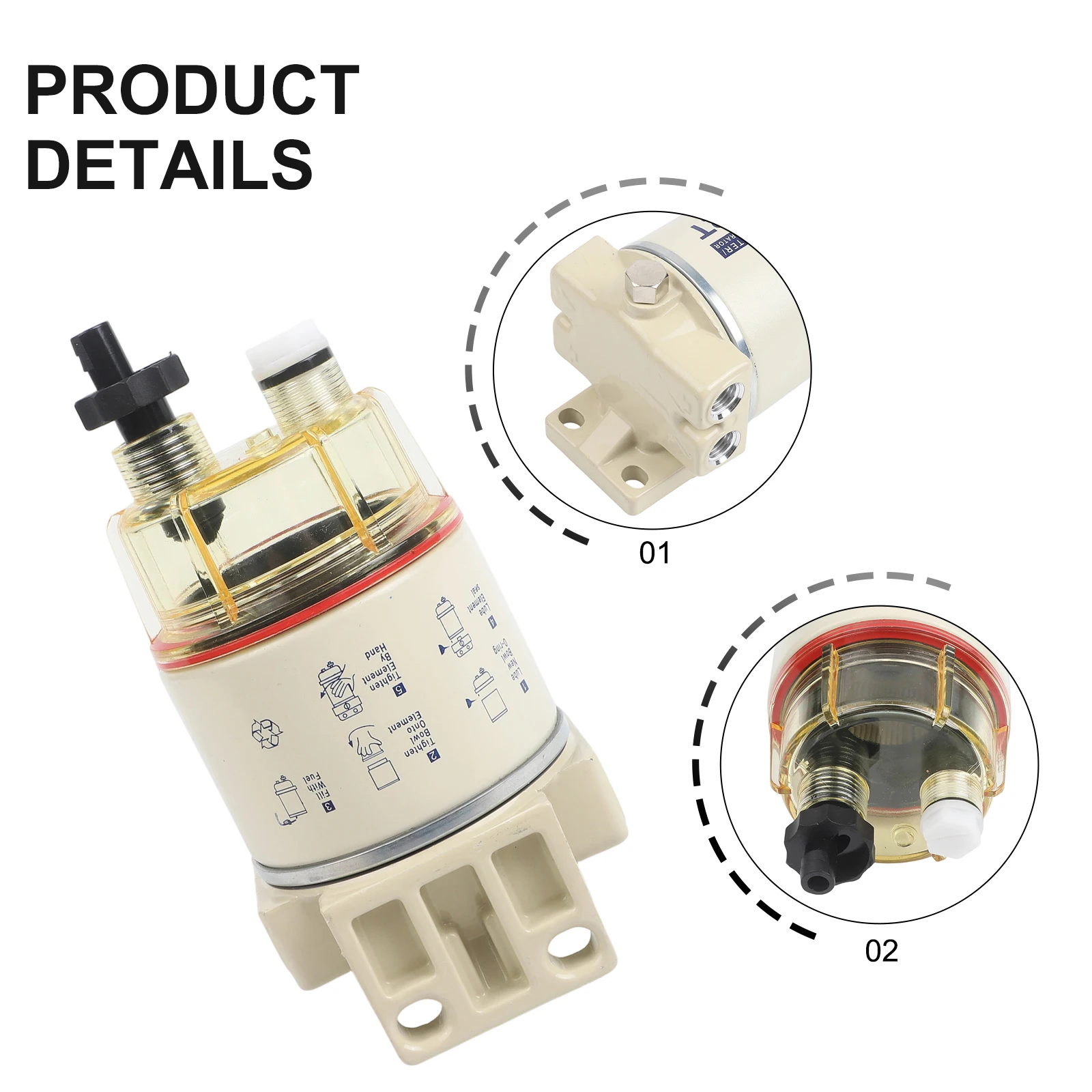 Fuel Filter Replacement Marine Fuel Filter 10 m Filtration Grade Aluminum Construction Aquabloc II Technology Standard Size