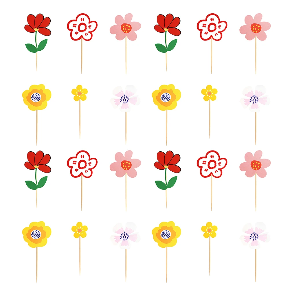 

Flowers Creative Cake naments Beautiful Bouquet Accessories Birthday Decorations Charming Toppers Plastic Wood Material