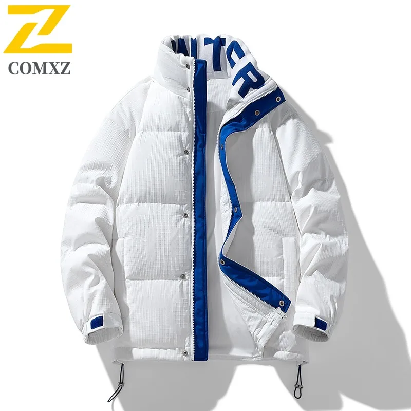 COMXZ Men Bread Jacket 2025 Lightweight Top Street Ski Casual Cold-Resistant Hiking Puffer Jacket Simple Snow Winter Jackets