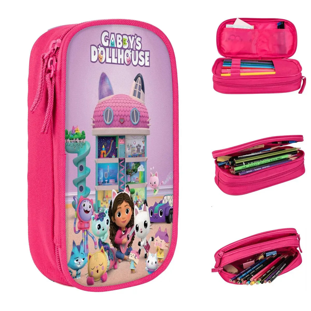 estojo de lapis dollhouse da gabby estojo de caneta criativa grande armazenamento para estudantes presente escolar para meninas e meninos 01