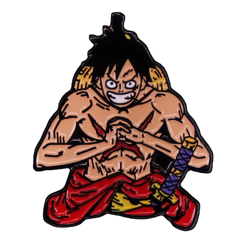 Anime One Piece Luffy Cartoon Character Metal Brooch Personalized High-Value Children's Award Medal Clothing Accessories