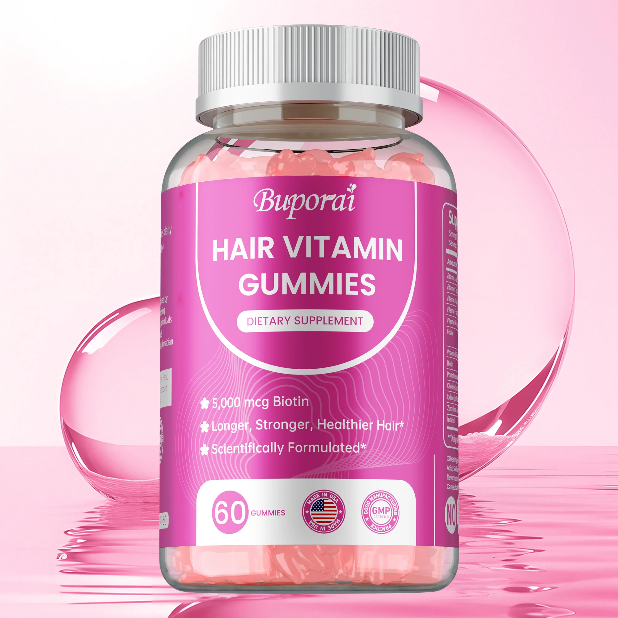

Hair Vitamin Gummies - Reduce Fine Lines and Wrinkles, Healthier Skin and Nails, Promotes Thicker and Healthier Hair Growth