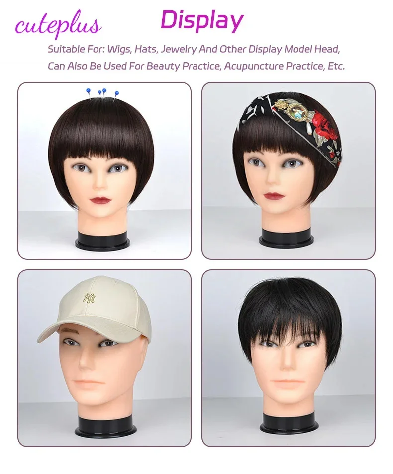 رأس عارضة أزياء أصلع - عارضة أزياء احترافية للتدريب على التجميل لصنع الشعر المستعار مع حامل مشبك مجاني وإبرة على شكل حرف T #6