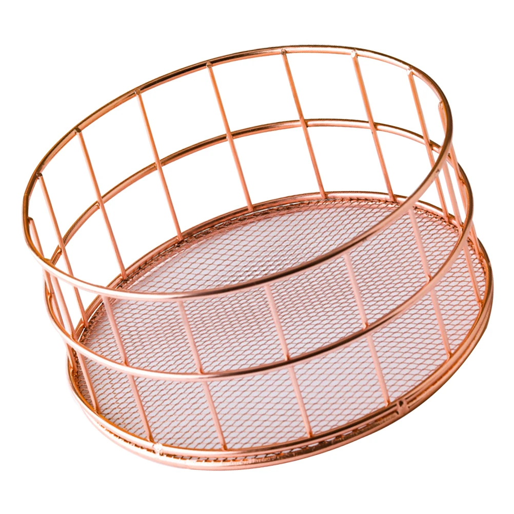 

Iron Fruit Storage Basket Wrought Metal Container Desk ganizer Home Office Decor Modern Style Lightweight Capacity