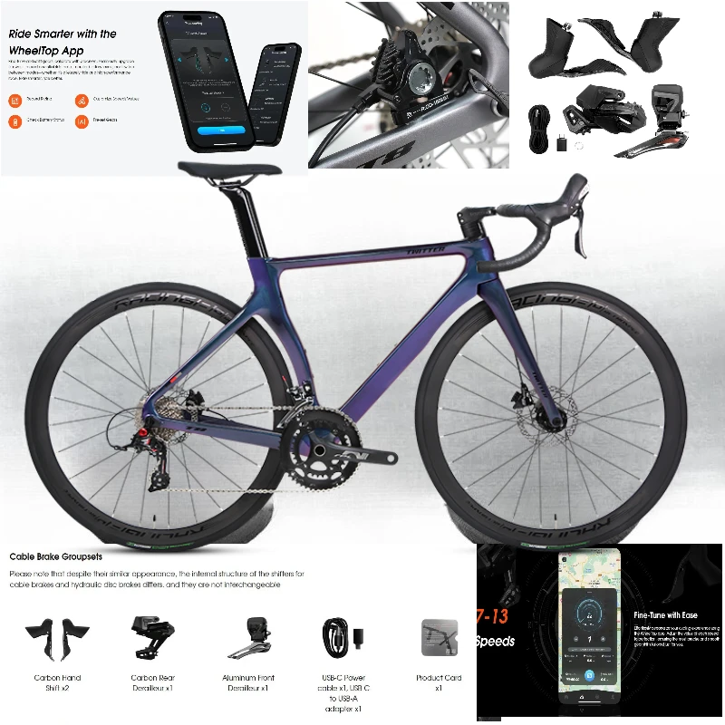 

TWITTER Electronic Shifting EDS TX-24/28Speed T800Carbon Fiber Road Bike Hydraulic Disc Brakes 50cm bicicletas велосипед bicycle