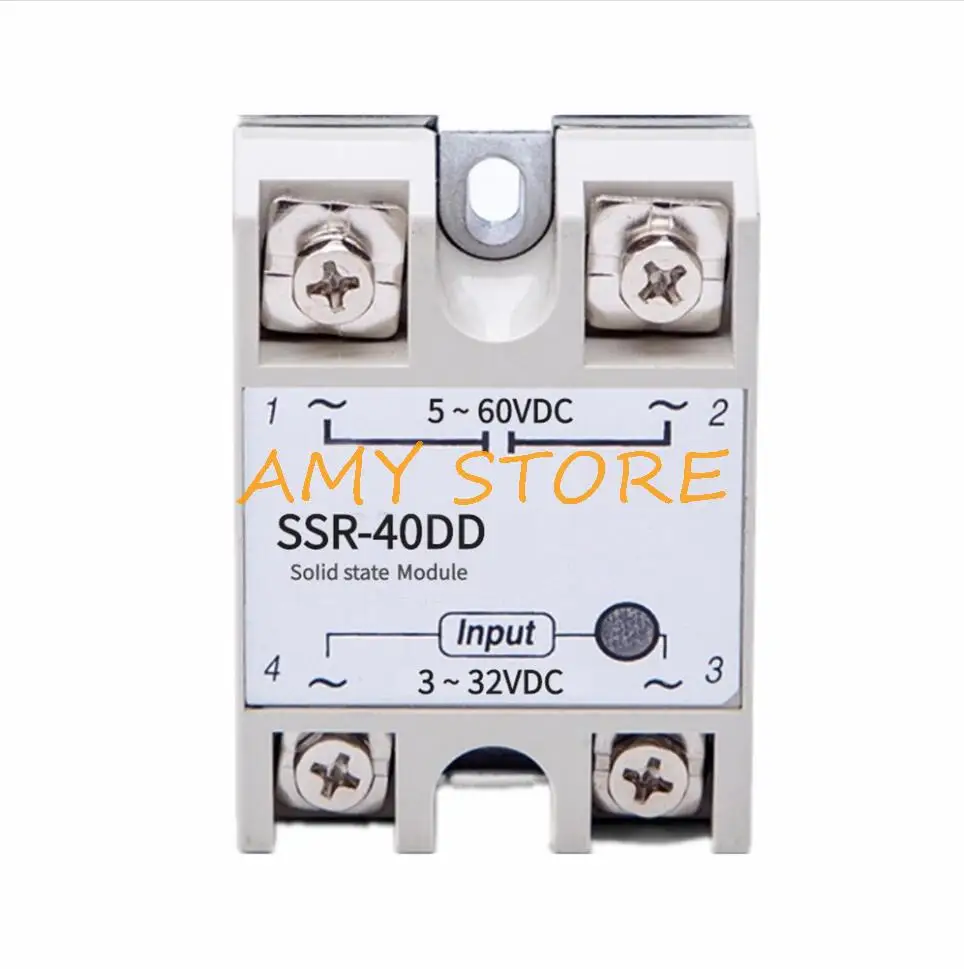 Single Phase Solid State Relay DC3-32V Input DC5-60V Output SSR-10/20/25/30/40/50/60/75/80/90/100DD Module