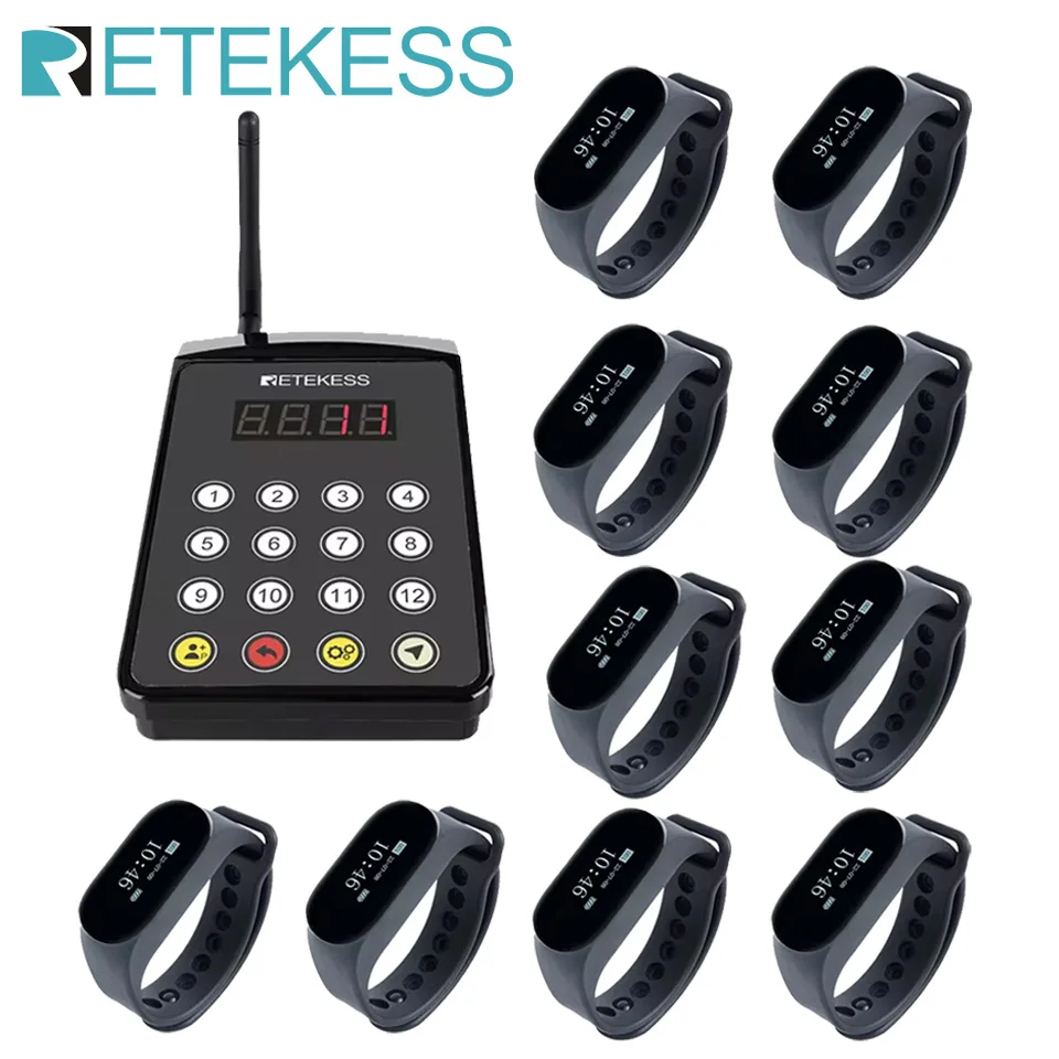 RETEKESS TD154 Waiter Calling System Restaurant Pager 10 Waterproof Watch Receivers Transmitter Pager For Kitchen Coffee Hotel