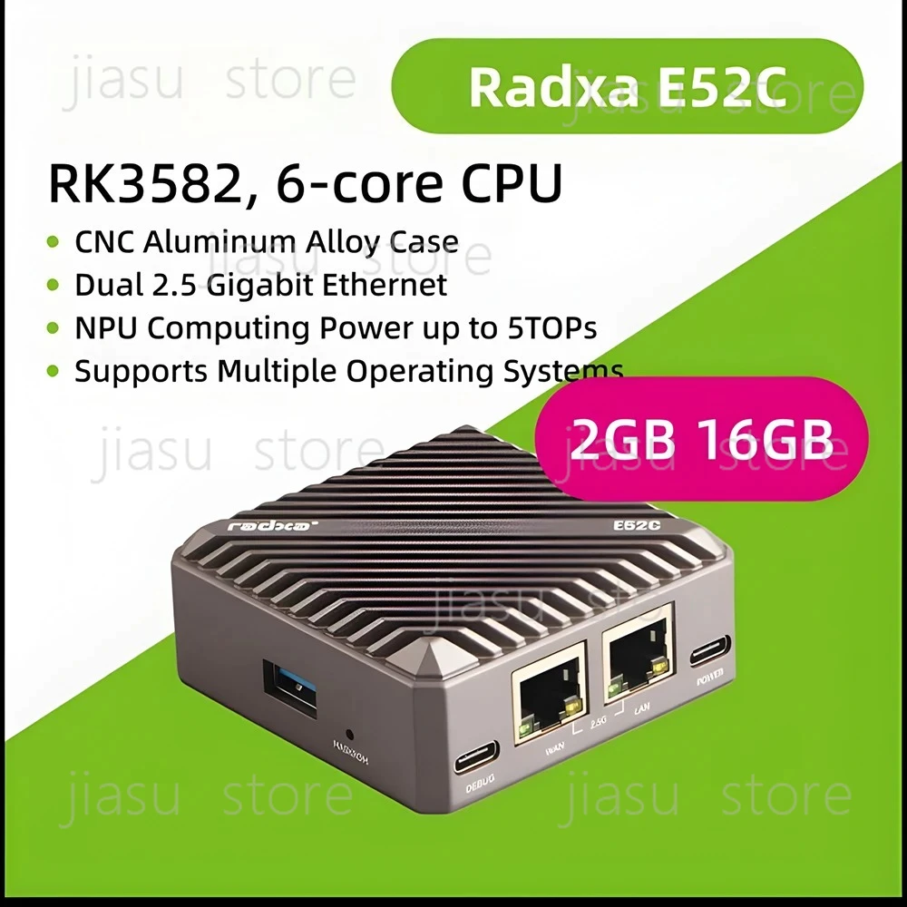 

Radxa E52c, 6-core Cpu, Dual 2.5 Gigabit Ethernet, Aluminum Alloy , 5tops Npu
