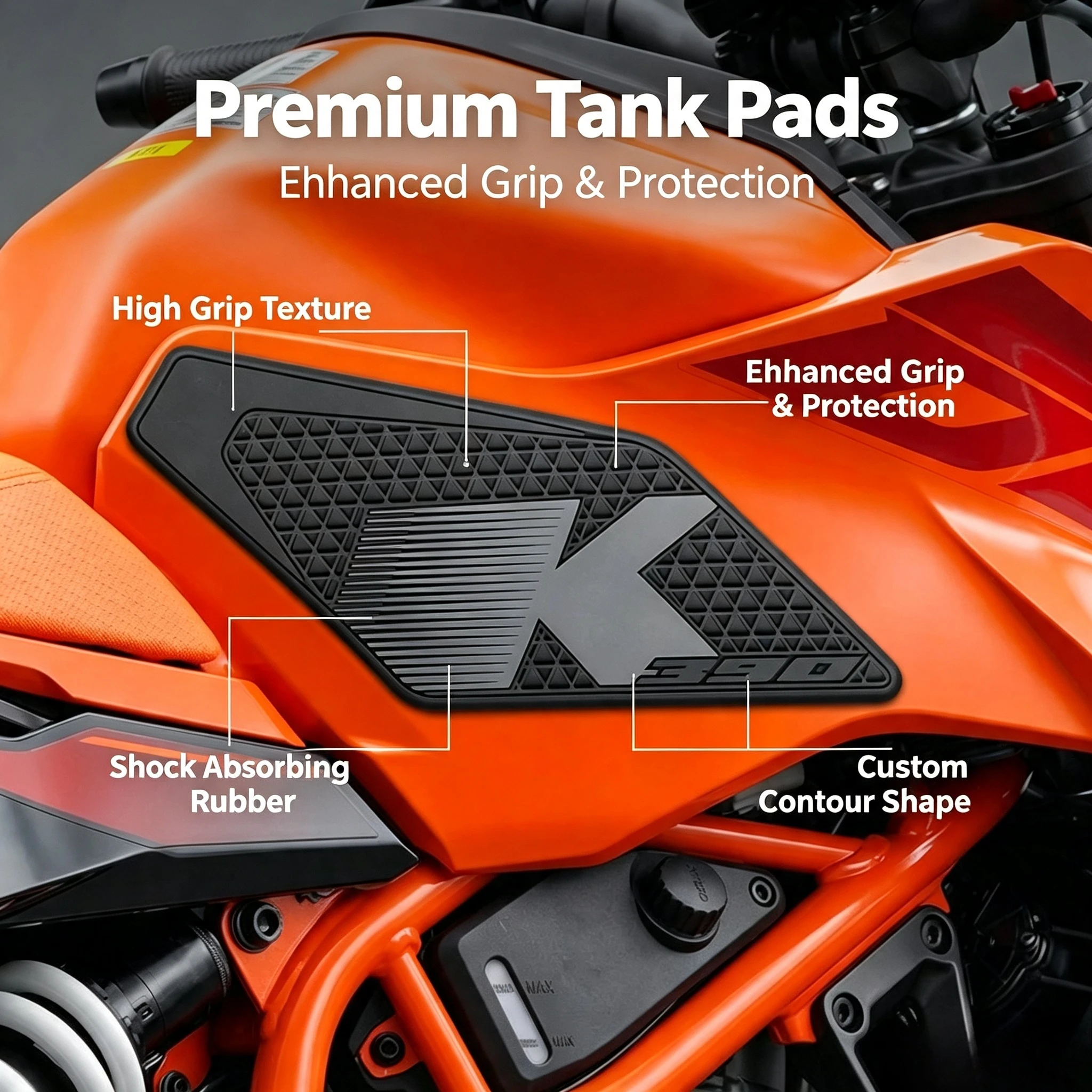 Motorcycle Side Tank Pad Non-slip Grips TankPad for KTM 390 DUKE 2024-2026 Side box padding