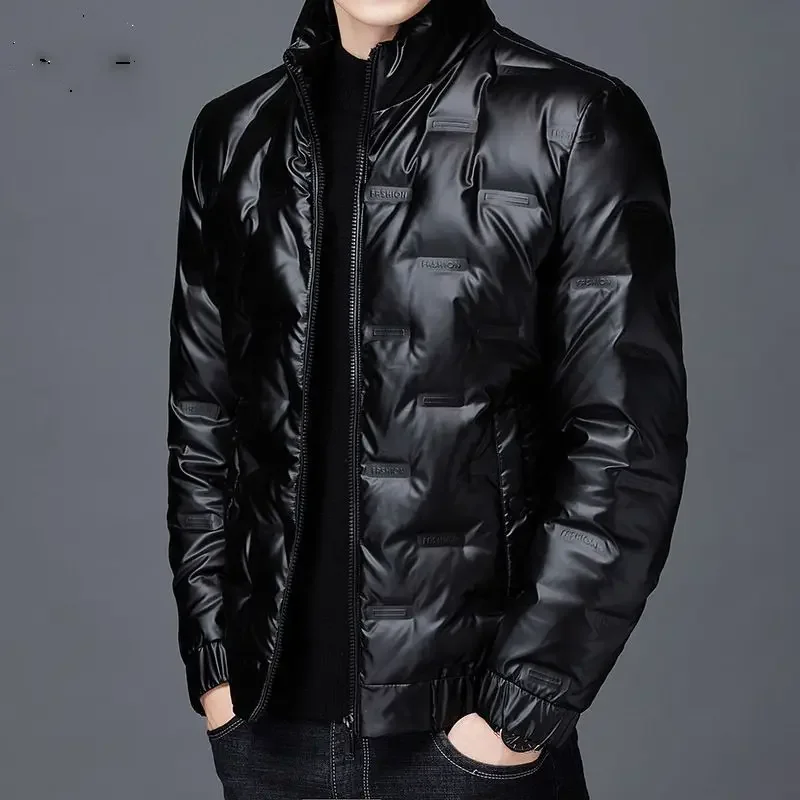 Quilted Padded Jacket Man Slim Fit Short Winter Coat for Men Stand Collar Stylish Joker Clothing Fashion 2024 Harajuku Vintage