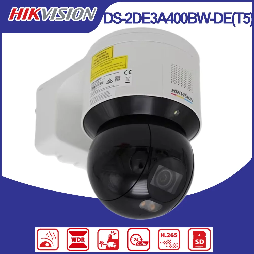Hikvision DS-2DE3A400BW-DE(T5) 4MP ColorVu Mini PTZ Camera 3-inch PoE IP66 30m White Light Two-Way Audio 120 dB WDR 3D DNR HLC