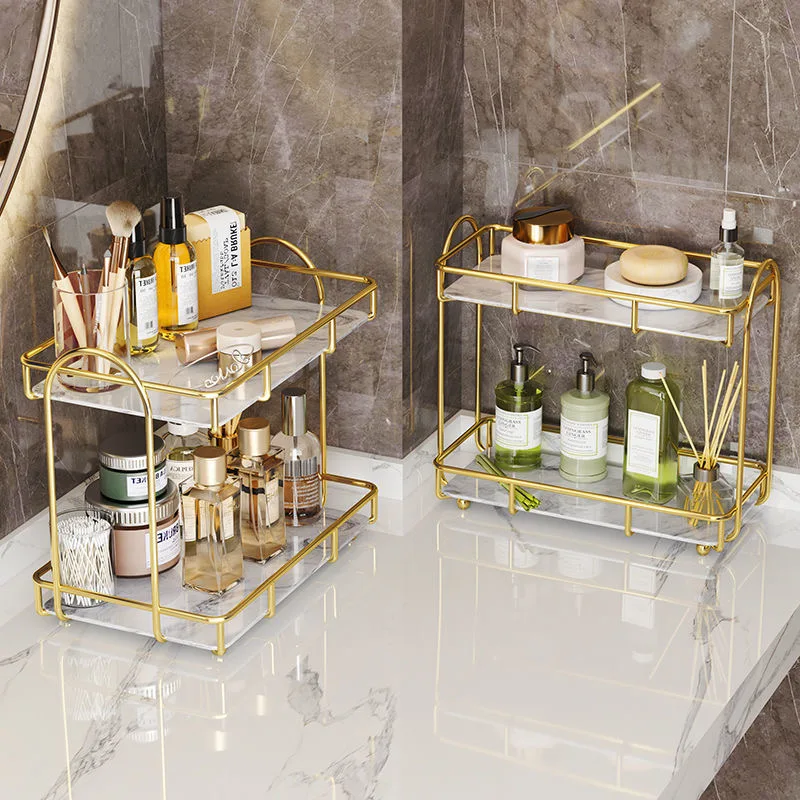 Bathroom Organizer Shelf  Metal Large Capacity Skincare Shampoo Perfume Storage Rack Home Kitchen Desktop Organizer Holder