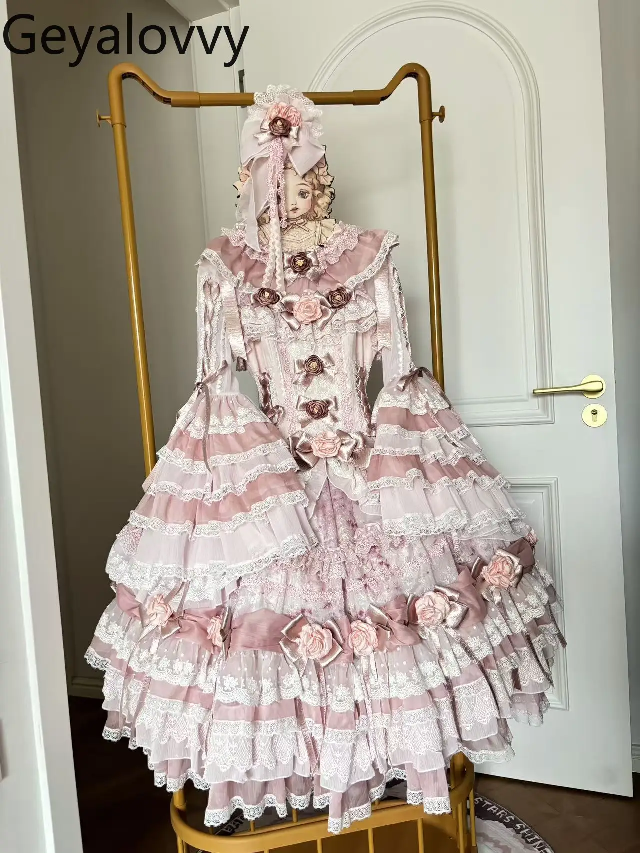 فستان JSK الأصلي عالي الخصر للتخسيس للفتيات الجميلات متعدد الاستخدامات مزين بالزهور فساتين الأميرة الطويلة ومجموعة القمم الداخلية #3