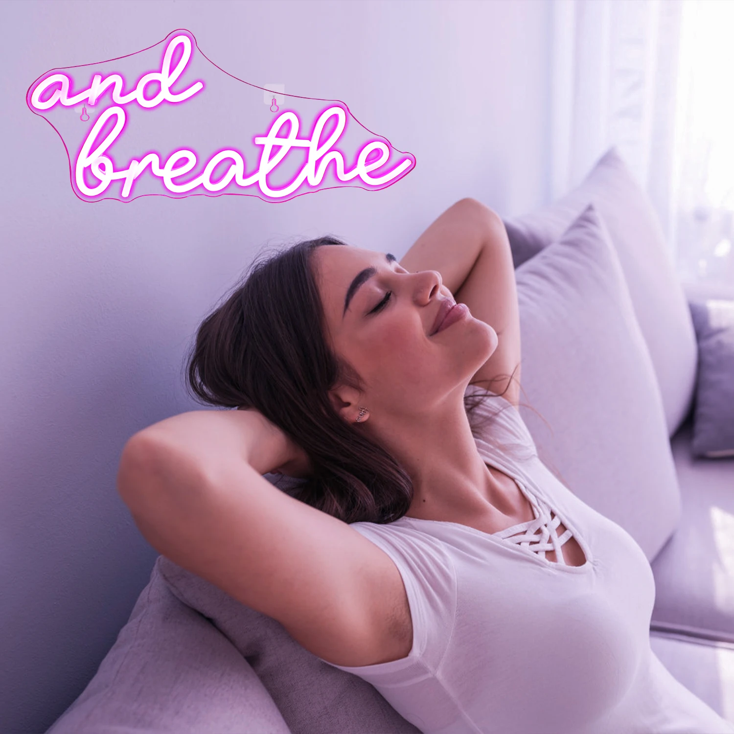 And breathe Pink Neon Sign customized Led Light Bedroom Arcade shop gamer Room Party Art aestheticv y2k Wall Decoration Gift