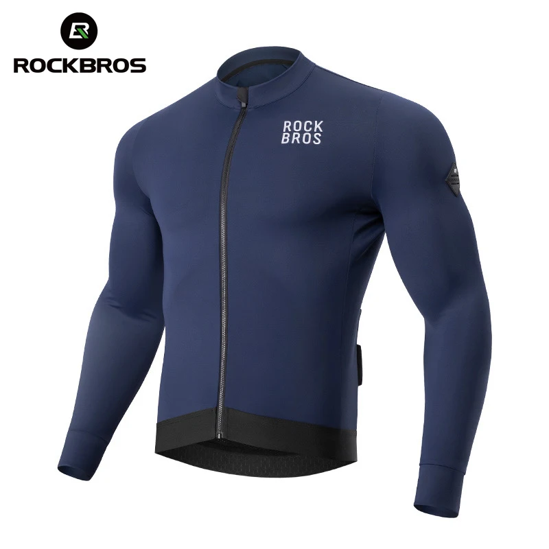 

ROCKBROS Men's Cycling Jersey Autumn Winter Windproof Warm Fleece Thermal Cycling Jacket Man Sports MTB Road Bicycle Clothing