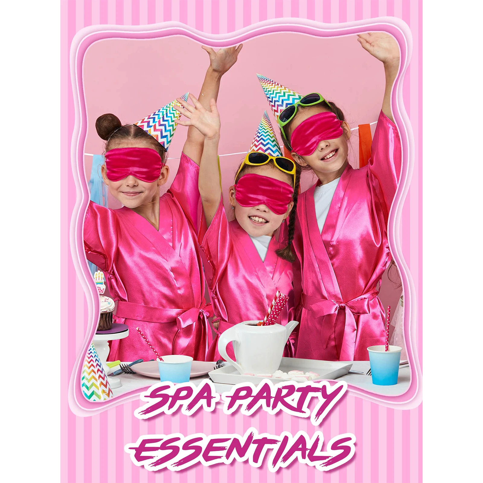 18 Pcs Kids Spa Party Supplies for Girls 6 Spa Masks 6 Tote Bags 6 Headbands for Flower Girl Slumber Spa Wedding Birthday Party