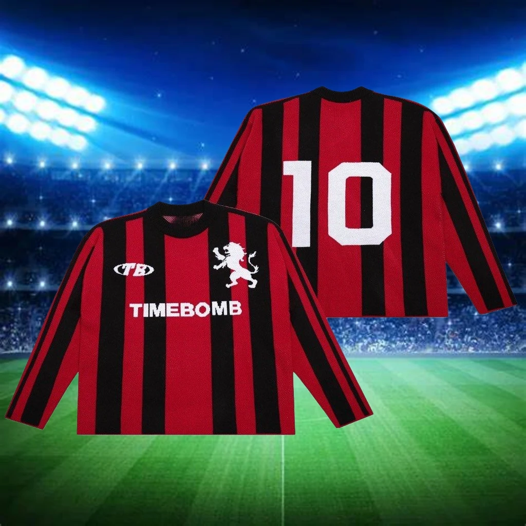 Sudadera de cuello redondo con letras de bloques de Color a rayas de estilo americano para mujer, Top deportivo para parejas, ropa de calle de moda