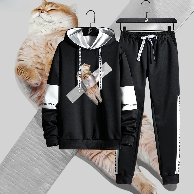 

Комплект Harajuku Sle: оранжевые толстовка и брюки для пар, свободный крой, осень-зима, студенческий стиль, удлиненные рукава, полиэстер, спандекс