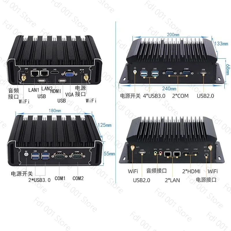 For IPC J6412 mini host j4125 dual network port fanless i3 i5 i7mini pc microcomputer j1900 quad-core centos small host