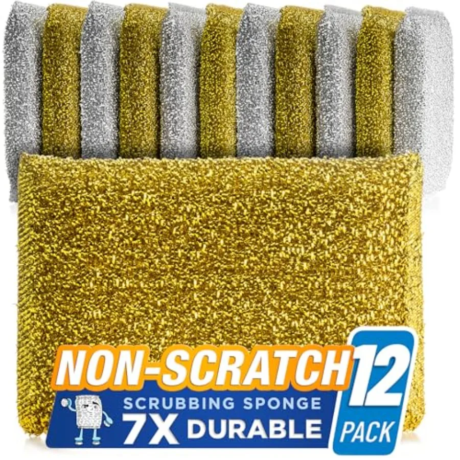 

SPONGENATOR Kitchen Scrubbing Sponges - Heavy Duty Non-Scratch Scrubbing Cleaner Sponges in 2 Colors - Multi-Surface Non-Metal