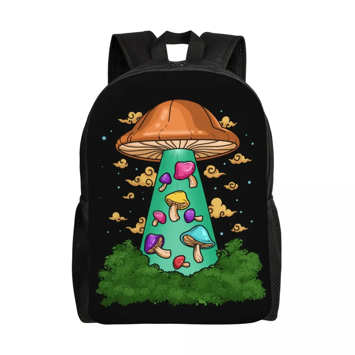 Ufo Shrooms Backpack for Boys Girls Magic Mushroom Psilocybin College School Travel Bags Women Men Bookbag Fits 15 Inch Laptop