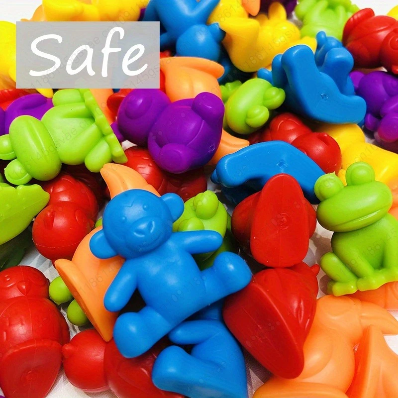 56/36pcs Rainbow Sorting Game Animal Puzzle Toy Dinosaur Traffic Color Matching Game Education Sensory Toys For Kids Preschool