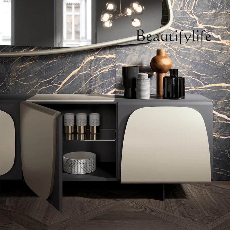 Italian minimalist lacquered side cabinets, modern minimalist restaurant storage lockers, furniture