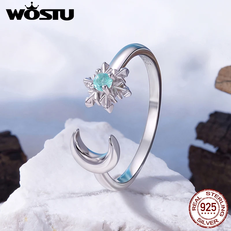 

WOSTU 925 Sterling Silver Winged Angel Open Ring Minimalism White Gold for Women Birthday Party Daily Fine Jewelry Gift