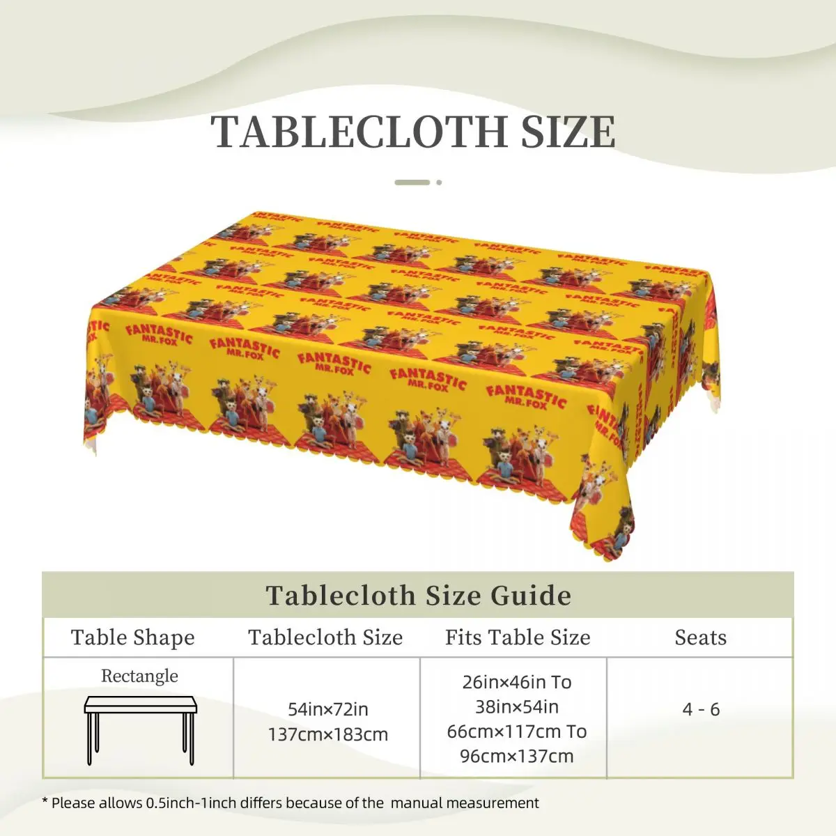 Fantastic Mr Fox Movie Poster Custom Rectangular Tablecloth Waterproof Table Cover for Dining Events Table Cloth
