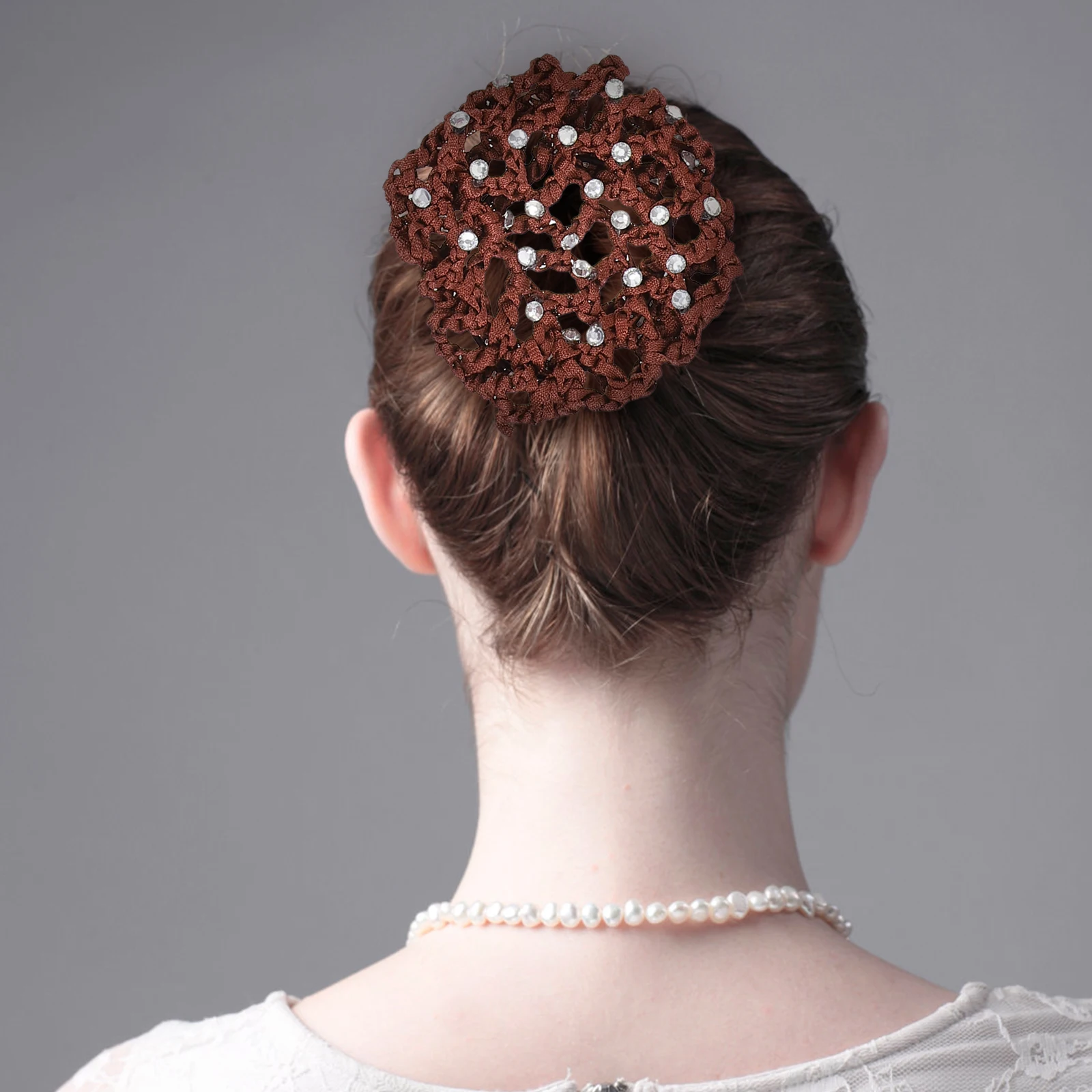 

9Pcs Delicate Bun Cover for Women Girls Sparkling Rhinestone Hair Snood Portable Sturdy Net Creative Replacement Essentials