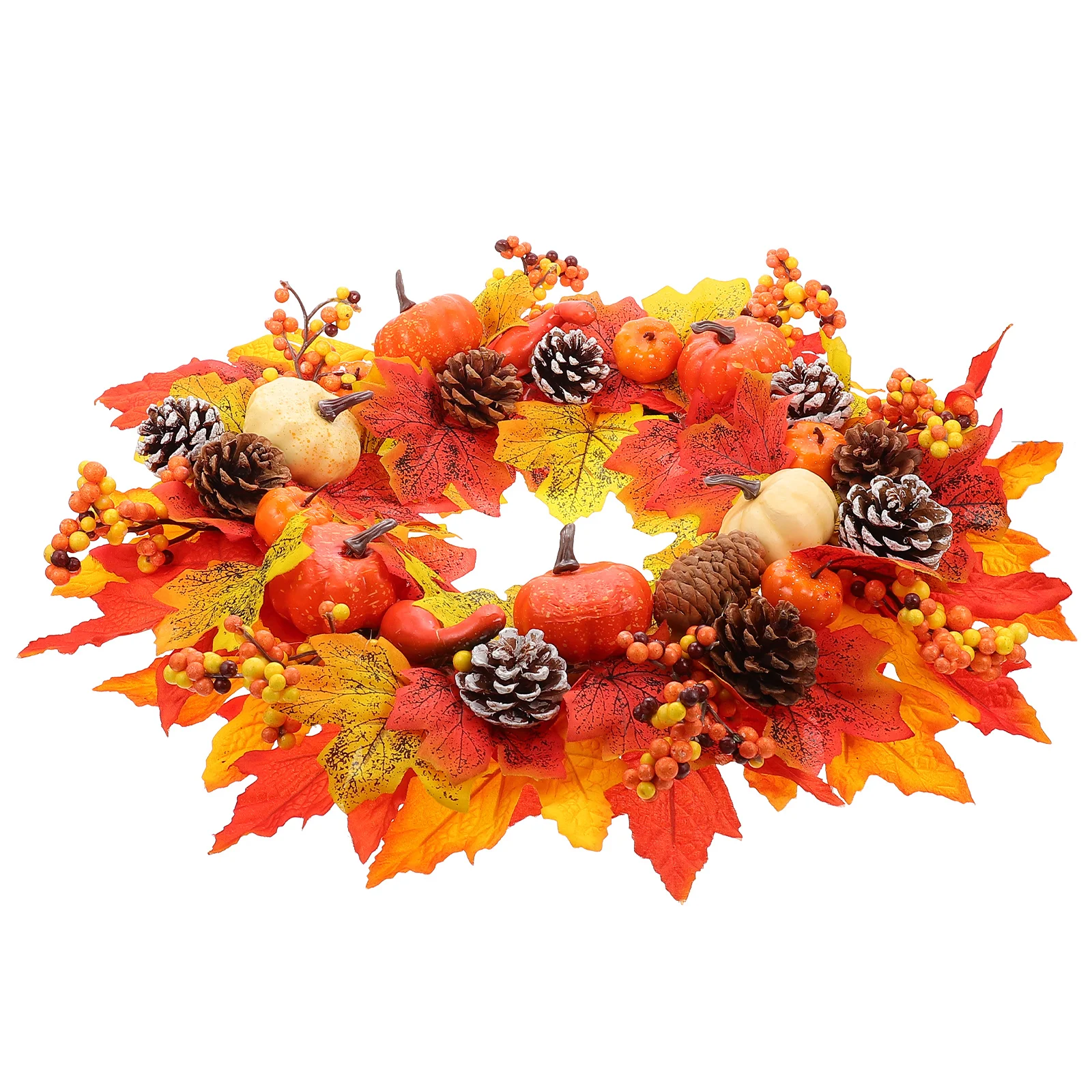 

Artificial Wreath Pumpkin Berry Home Decor Thanksgiving Festival Hanging Decoration Maple Leaf Design Fake Floral Wreath