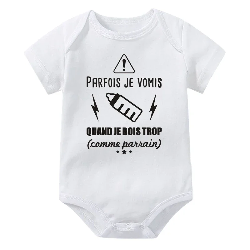 Parfois Je Vomis French Printed Infant Romper Newborn Summer Bodysuit Baby Short Sleeve Jumpsuits Toddler Clothes Outfit