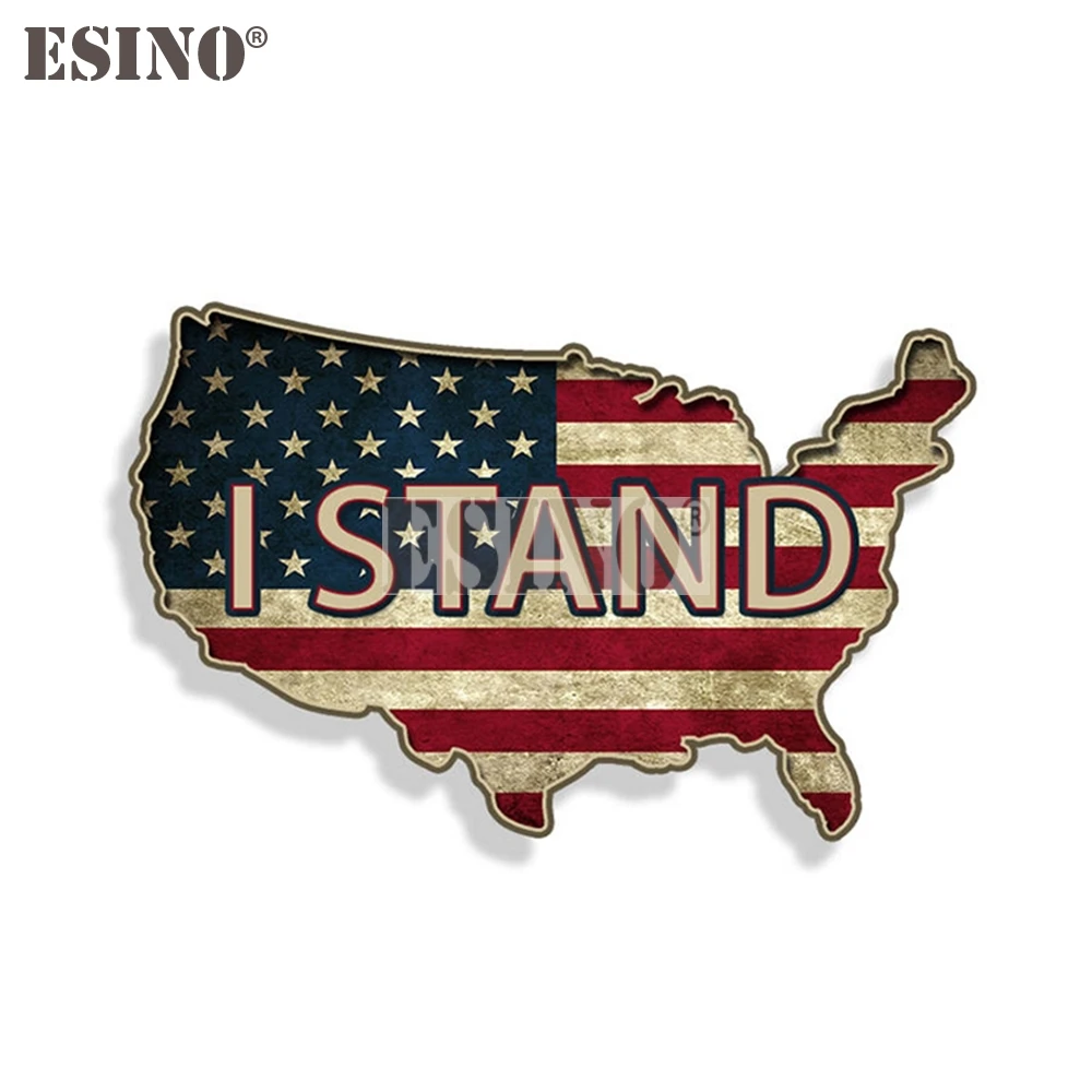 Creative USA America National Flag I Stand Decorative Decal Cartoon PVC Waterproof Car Body Sticker Pattern Vinyl