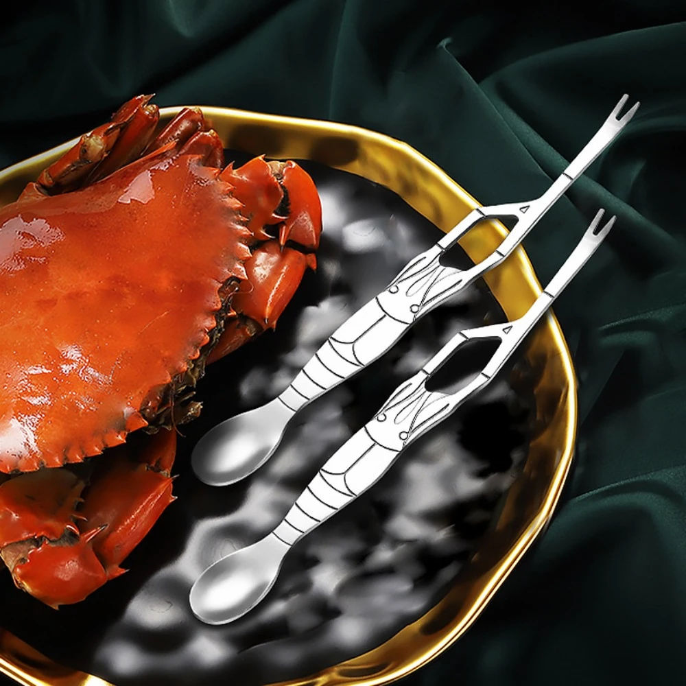 Stainless Steel Seafood Fork Crab Cracker Lobster Shell Remover Shrimp Peeler Kitchen Tool Set