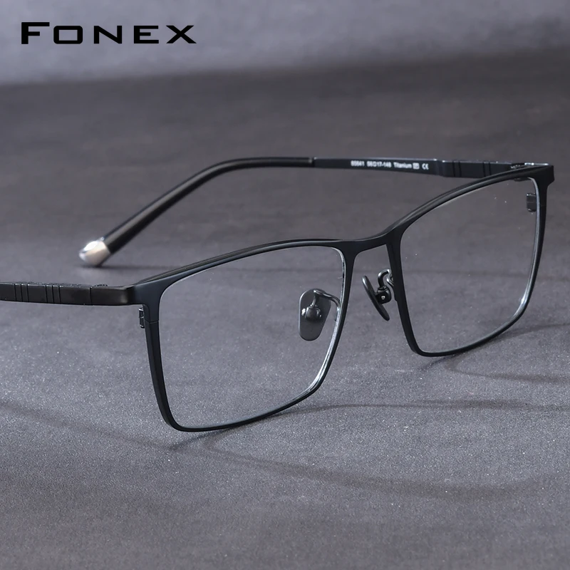 FONEX Titanium Eyeglasses Frame Men Brand Design Square Eyewear Ultralight High-end Quality Japanese Glasses Frames 85641