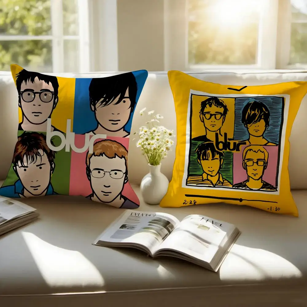 Britpop British Rock Band B-Blur Cushion Cover Pillowcase Anti-dustmite Invisible Zipper Short Plush Sofa Cushion