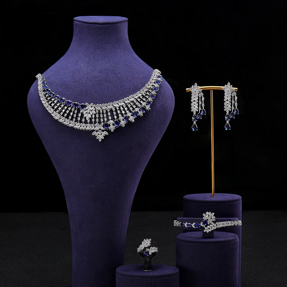 

Luxury Large 4 Piece Jewelry Set with Cubic Zirconia for Women Bridal Party Wedding Accessories Dubai Saudi Arabia