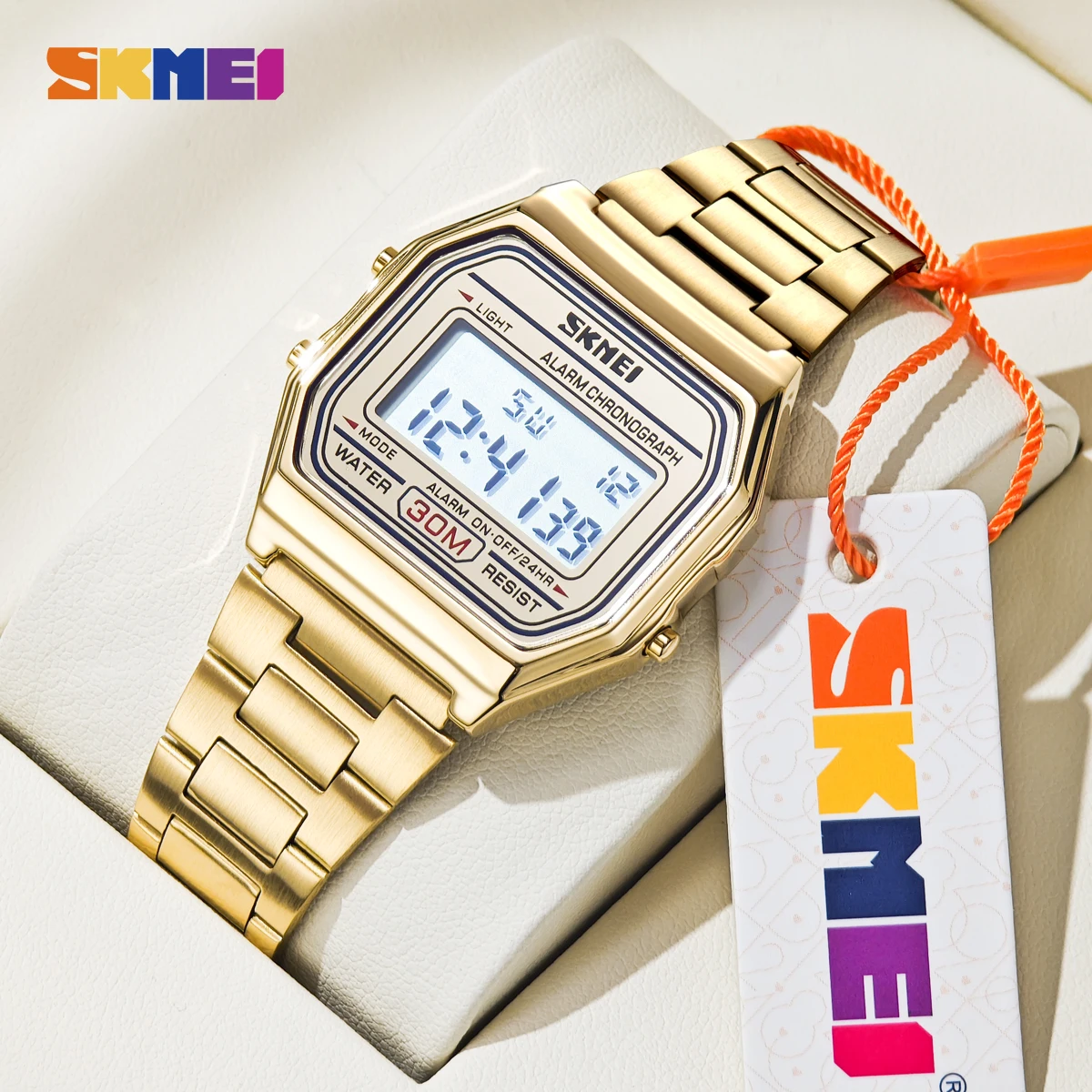 

SKMEI Бизнес Электронные часы с ремешком из нержавеющей стали для мужчин и женщин Повседневные спортивные водонепроницаемые цифровые мужские наручные часы Reloj Hombre