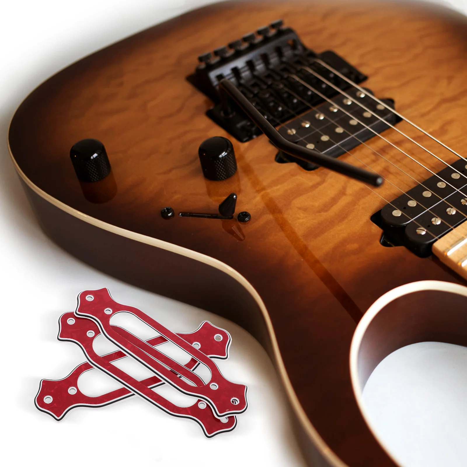 

3pcs Red Single Coil Guitar Pickup Rings Chrome Covers Acoustic Mount Accessories Pickup Frame Durable Universal Fit Folk