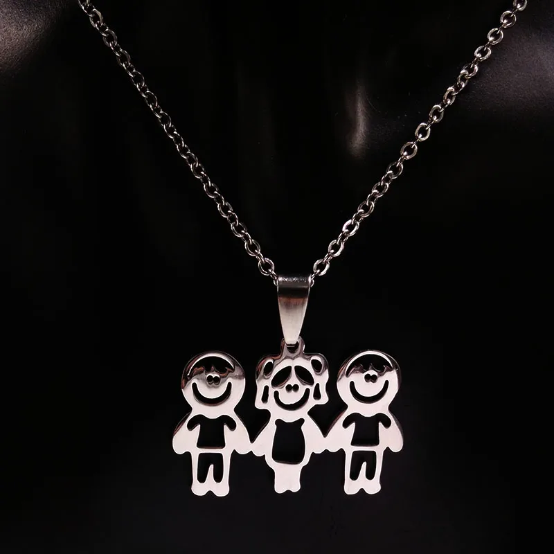 3 Boys 2 Girl Family Stainless Steel Chain Necklaces for Women chains for children Necklace Jewelry collar hombre N378S01