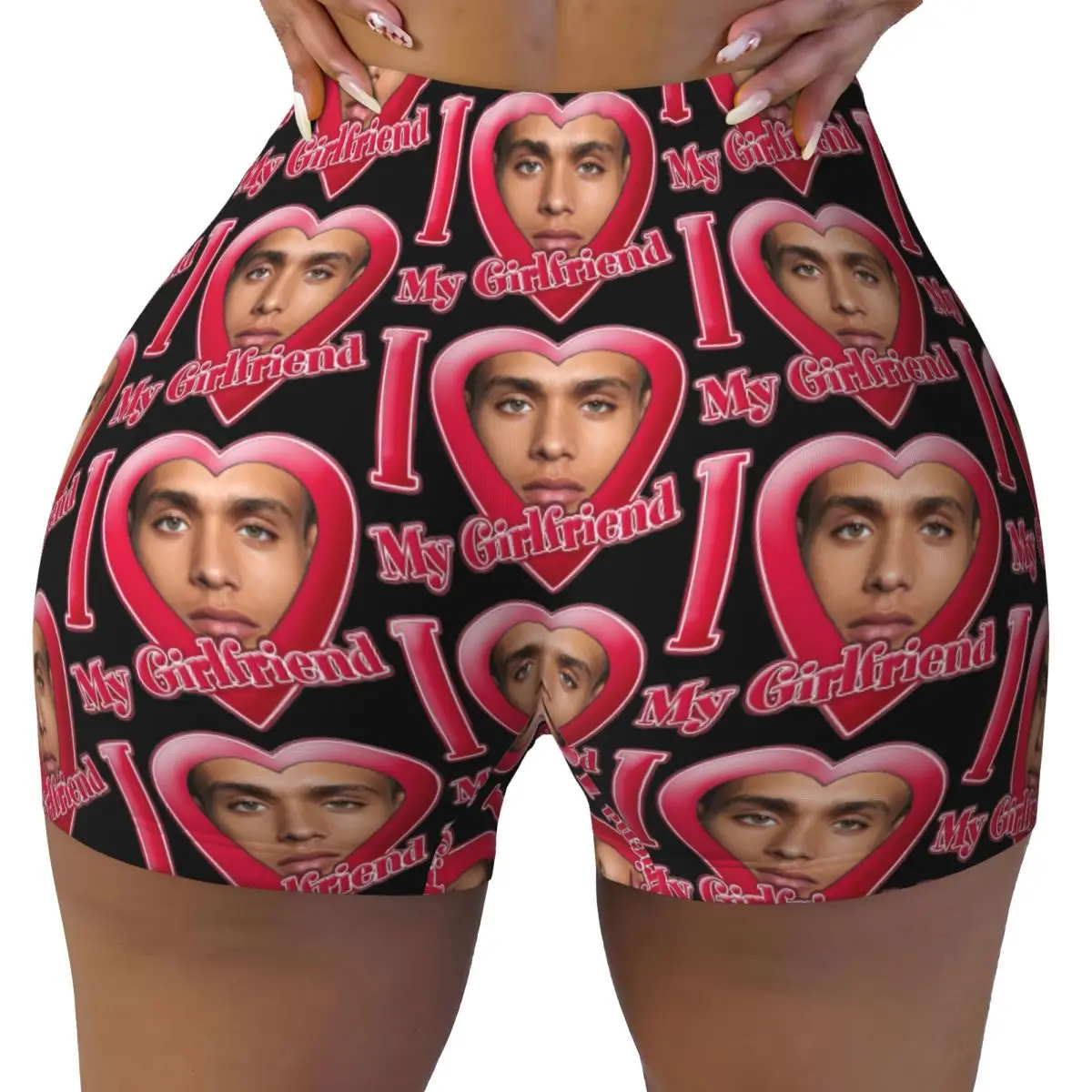 

Женские шорты для йоги с индивидуальным фото для лица, шорты для йоги I Love My Girlfriend, спортивные шорты для волейбола и байкера