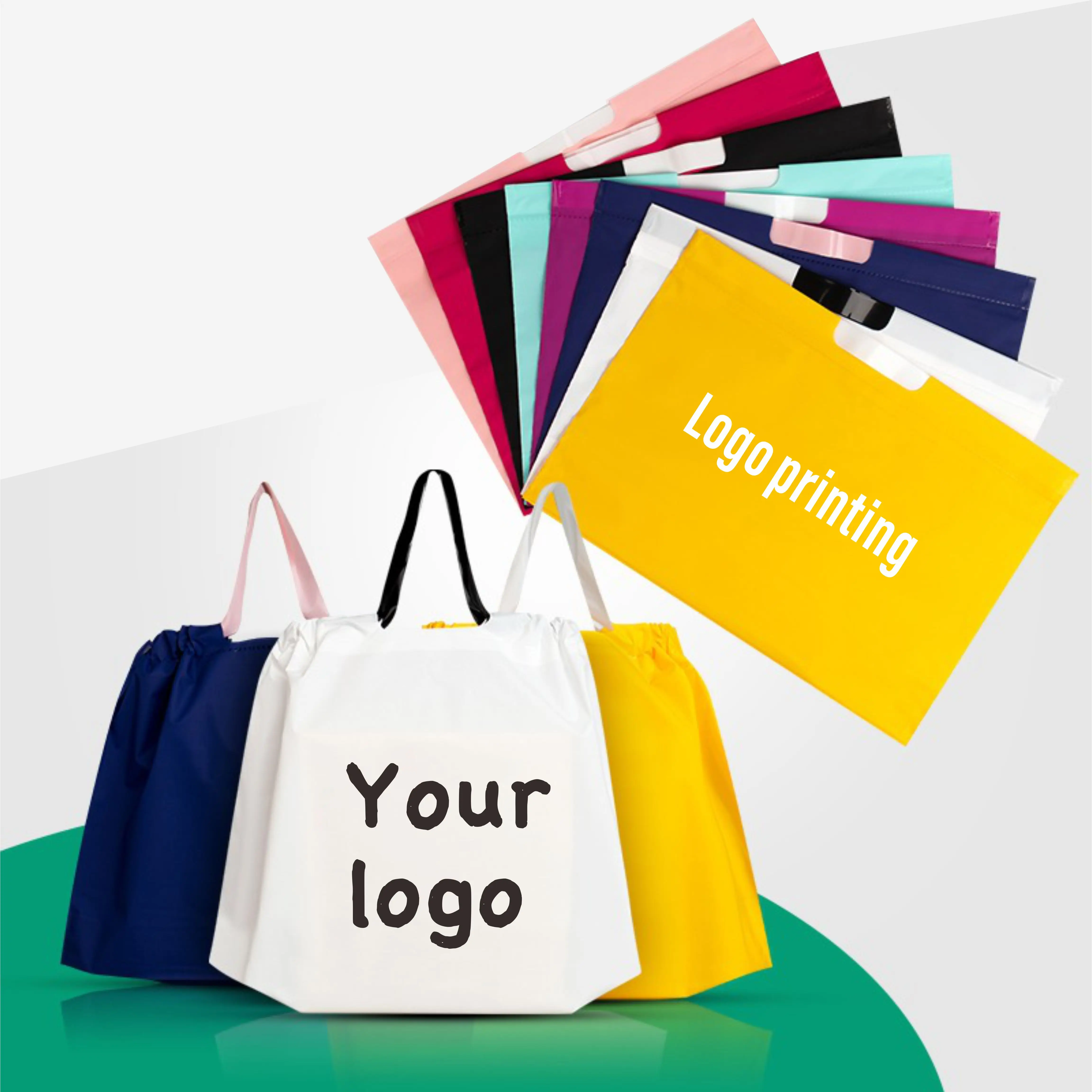 Customized logo printing for shopping bags with handles, plastic grocery bags, drawstring clothing gifts, and takeaway bags