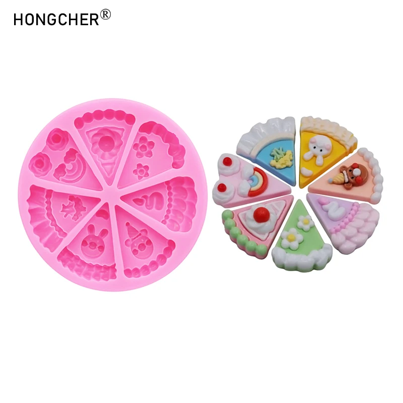 Cartoon-Pizza-Form DIY Epoxidharz-Schmuckzubehör Gießform Handgemachte Schokoladen-Flip-Kuchen-Dessert-Dekoration Silikonformen