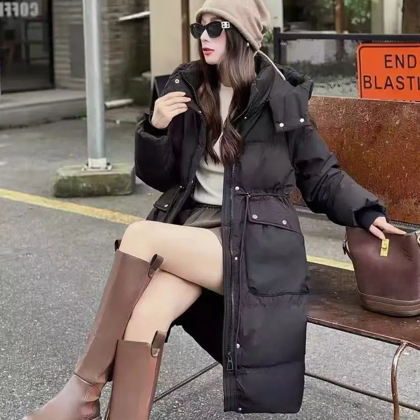 2025 hiver femmes doudoune ample à capuche sangle Tube droit Pike veste