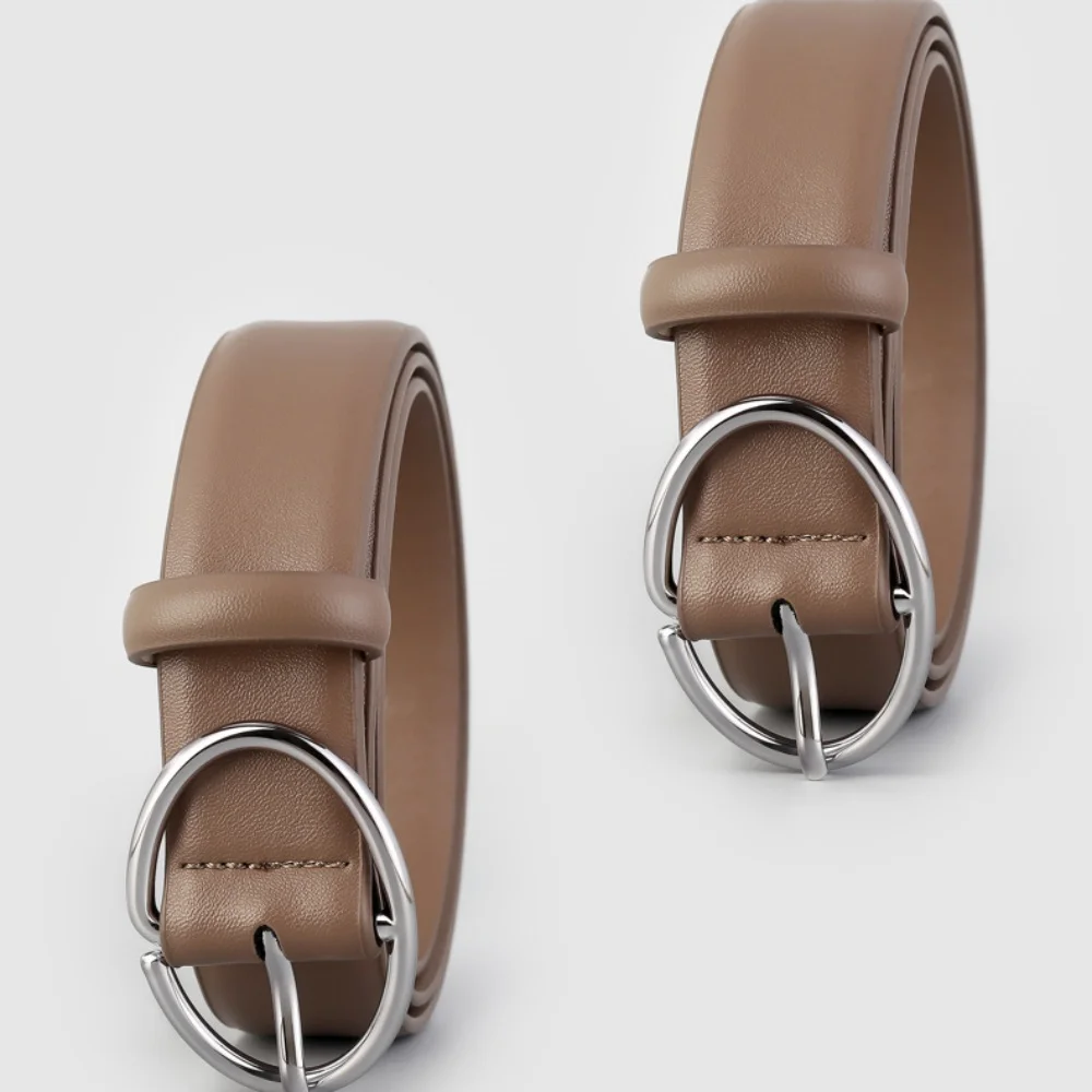 Genuine Leather Belt Fashion Simple Oval Pin Buckle Women's Belt Jeans Belt Decorative Versatile Belt