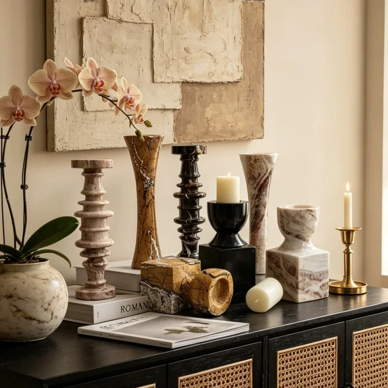 Luxury-modern marble candleholder decorative items model rooms - living room, bedroom, study, dining room, home accessories